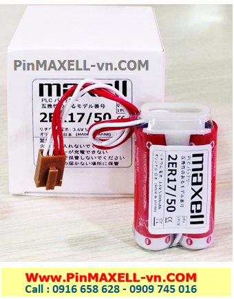 Maxell ER17/50 (2viên ghép đôi -mũ chụp); Pin nuôi nguồn Maxell ER17/50 lithium 3.6v 2700mAh, Xuất xứ NHẬT 